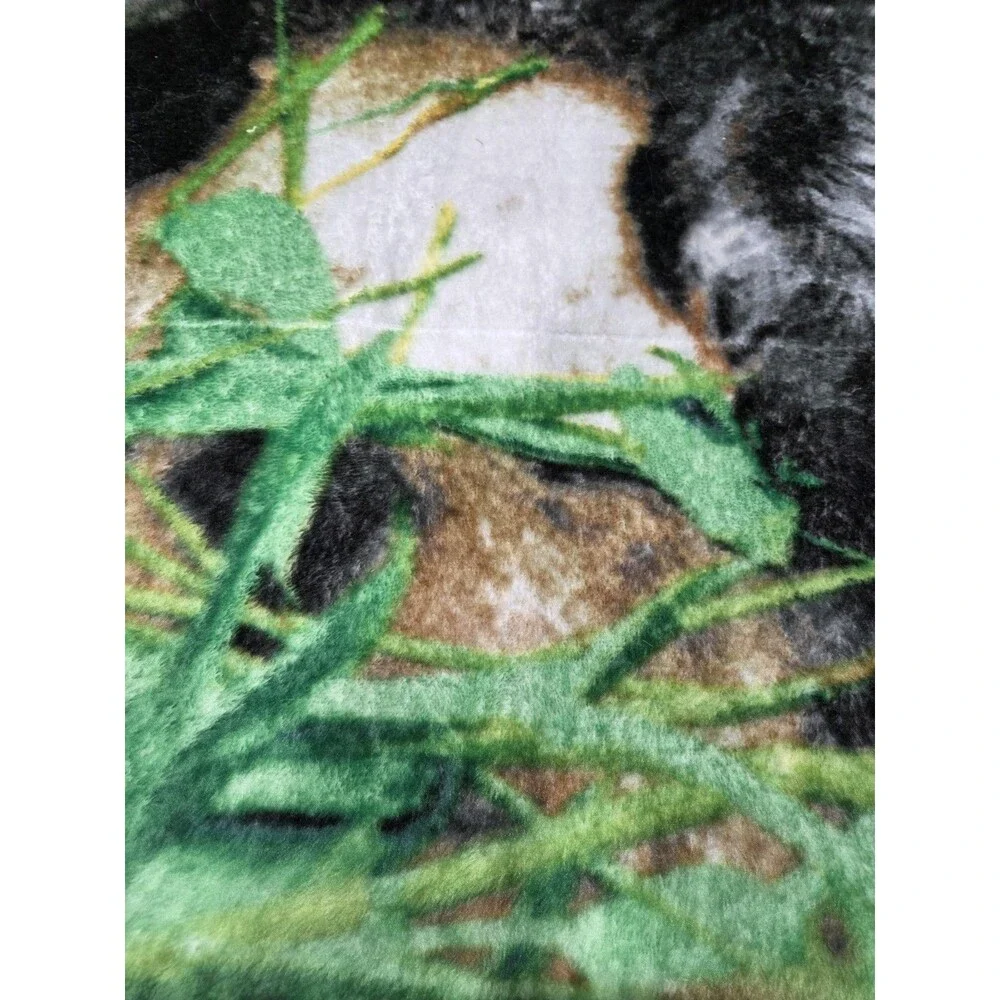 Vintage Plush Panda Leaf Blanket Multi Color Reversible 50”x 58” Fleece Wildlife